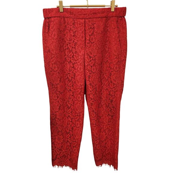 J. Crew red lace pull-on pants size 12 - Picture 2 of 6